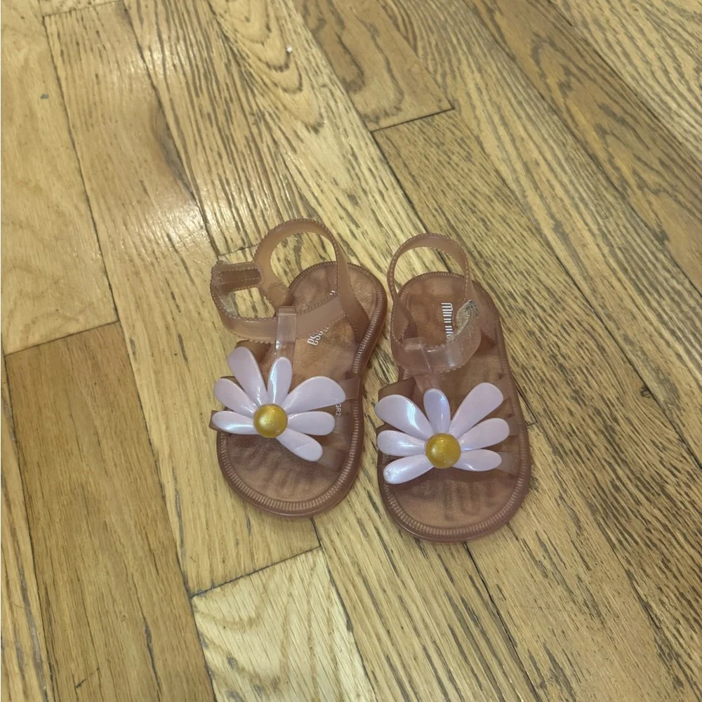 Mini Melissa Pink Flower Jelly Sandals size 6